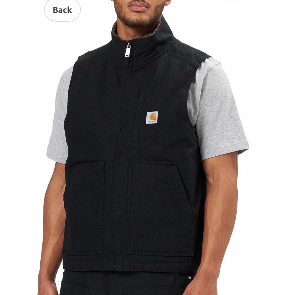 Carhartt Duck Vest Men 4XL Black Sherpa Lined Mock Neck Loose Fit OV4277-M